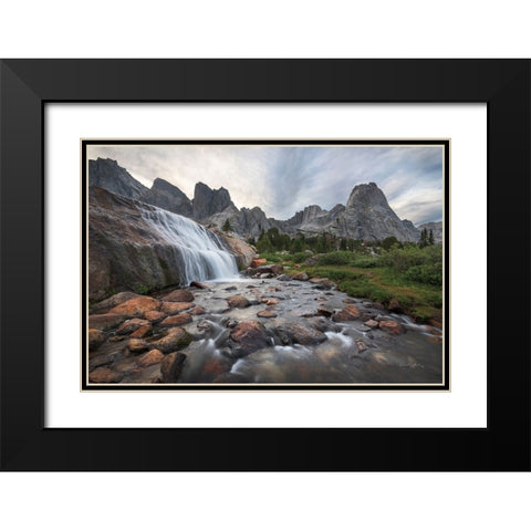 Cirque of the Towers Waterfall Black Modern Wood Framed Art Print with Double Matting by Majchrowicz, Alan
