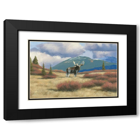 Northern Moose Black Modern Wood Framed Art Print with Double Matting by Studio, Wellington