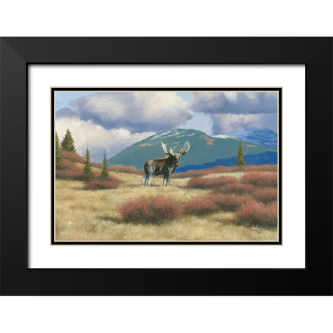Northern Moose Black Modern Wood Framed Art Print with Double Matting by Studio, Wellington