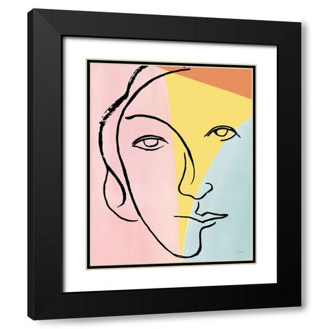 Ink Women V Colorblock Pastel Black Modern Wood Framed Art Print with Double Matting by Schlabach, Sue