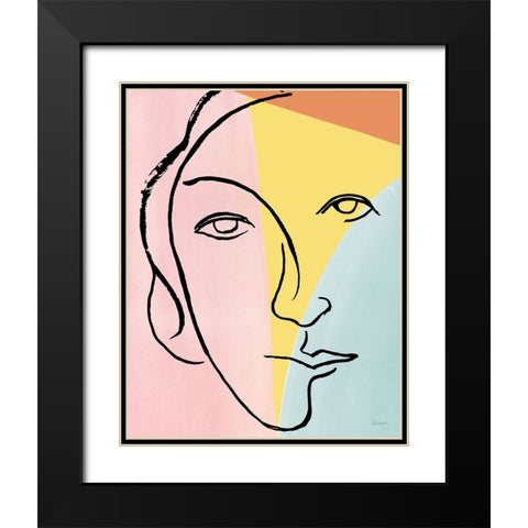 Ink Women V Colorblock Pastel Black Modern Wood Framed Art Print with Double Matting by Schlabach, Sue