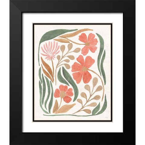 Floral Abstract I Black Modern Wood Framed Art Print with Double Matting by Charron, Veronique