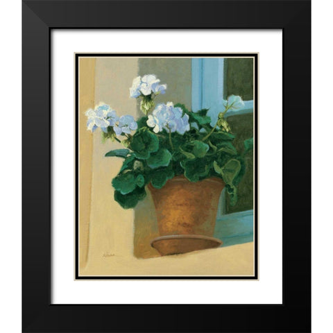 Creancey Geraniums I Black Modern Wood Framed Art Print with Double Matting by Novak, Shirley