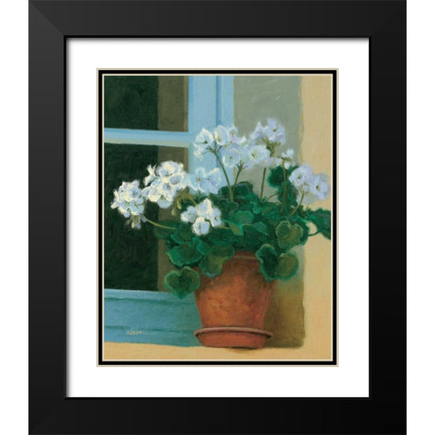 Creancey Geraniums II Black Modern Wood Framed Art Print with Double Matting by Novak, Shirley