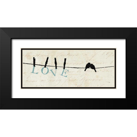 Birds on a Wire - Love Black Modern Wood Framed Art Print with Double Matting by Pelletier, Alain