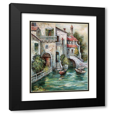 Venetian Motif II Black Modern Wood Framed Art Print with Double Matting by Mancini, Gianni