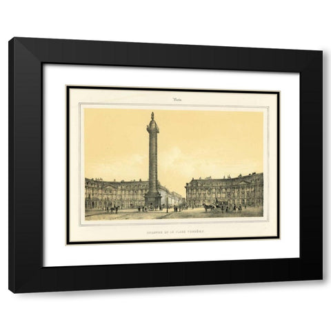 Place Vendome Black Modern Wood Framed Art Print with Double Matting by Anonymous