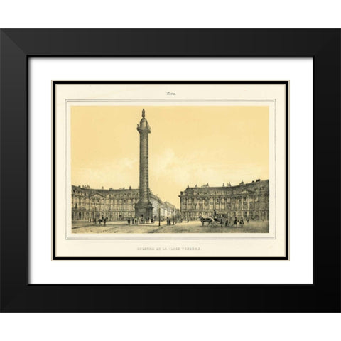 Place Vendome Black Modern Wood Framed Art Print with Double Matting by Anonymous
