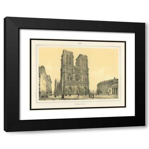 Notre Dame Black Modern Wood Framed Art Print with Double Matting by Anonymous