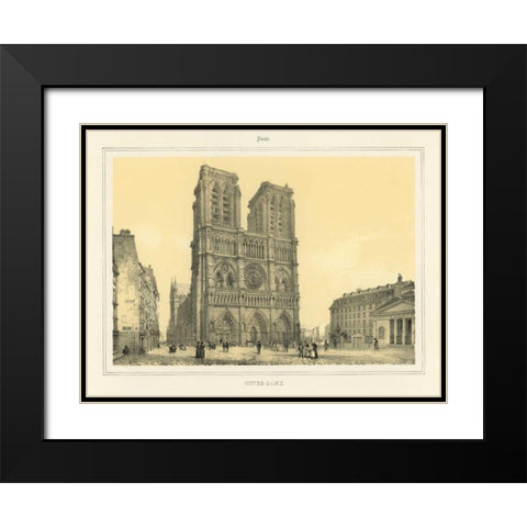Notre Dame Black Modern Wood Framed Art Print with Double Matting by Anonymous
