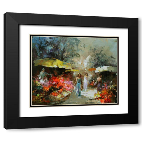 Market place I Black Modern Wood Framed Art Print with Double Matting by Haenraets, Willem