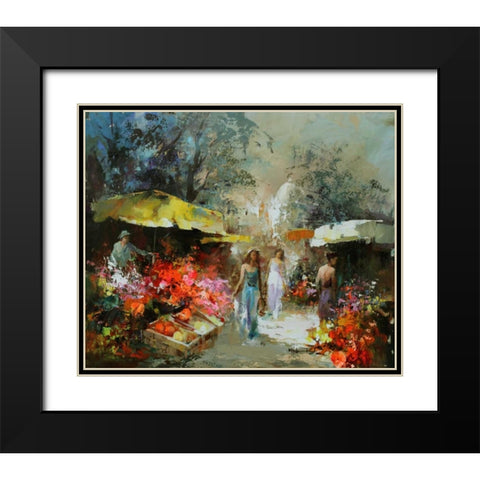 Market place I Black Modern Wood Framed Art Print with Double Matting by Haenraets, Willem