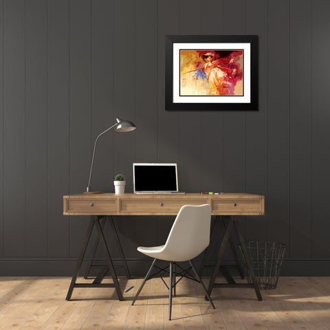 Golf Black Modern Wood Framed Art Print with Double Matting by Bakker, Jochem