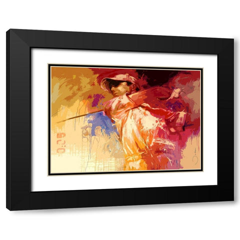 Golf Black Modern Wood Framed Art Print with Double Matting by Bakker, Jochem