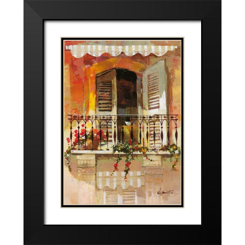 Balcony I Black Modern Wood Framed Art Print with Double Matting by Haenraets, Willem