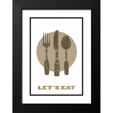 Lets eat Black Modern Wood Framed Art Print with Double Matting by Waltz, Anne