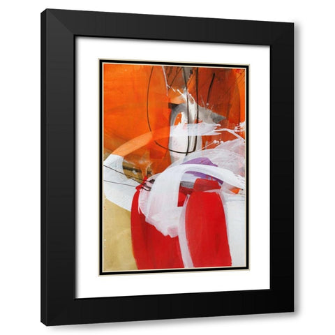Red Expression I Black Modern Wood Framed Art Print with Double Matting by Ruttkau,El