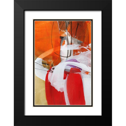 Red Expression I Black Modern Wood Framed Art Print with Double Matting by Ruttkau,El