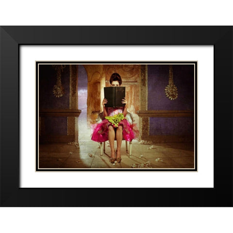 Dragontales 2 Black Modern Wood Framed Art Print with Double Matting by Hartmann, Eva