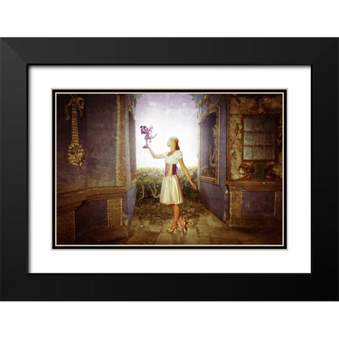 Dragontales 7 Black Modern Wood Framed Art Print with Double Matting by Hartmann, Eva