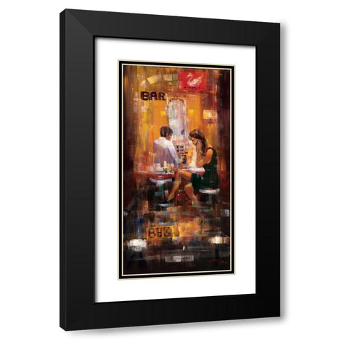Bar Scene II Black Modern Wood Framed Art Print with Double Matting by Madjid