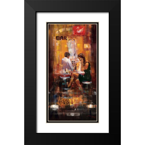 Bar Scene II Black Modern Wood Framed Art Print with Double Matting by Madjid
