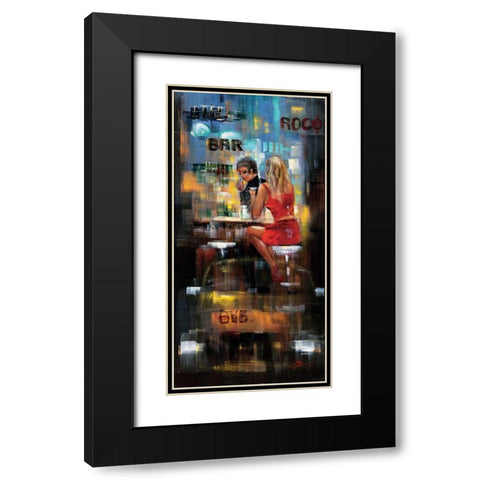 Bar Scene III Black Modern Wood Framed Art Print with Double Matting by Madjid