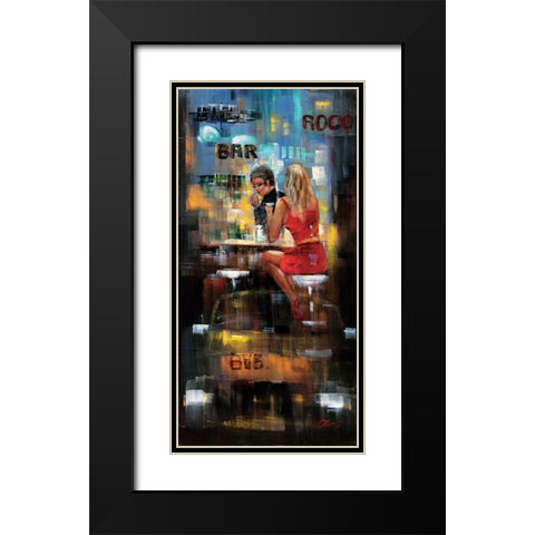 Bar Scene III Black Modern Wood Framed Art Print with Double Matting by Madjid
