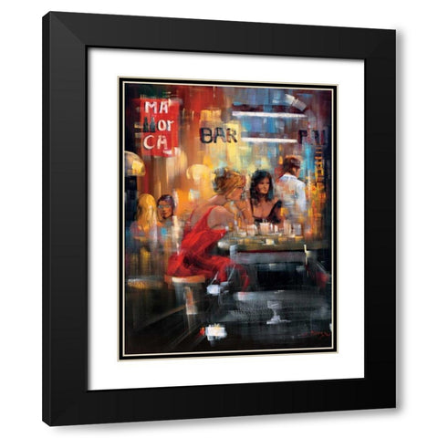Bar Scene IV Black Modern Wood Framed Art Print with Double Matting by Madjid