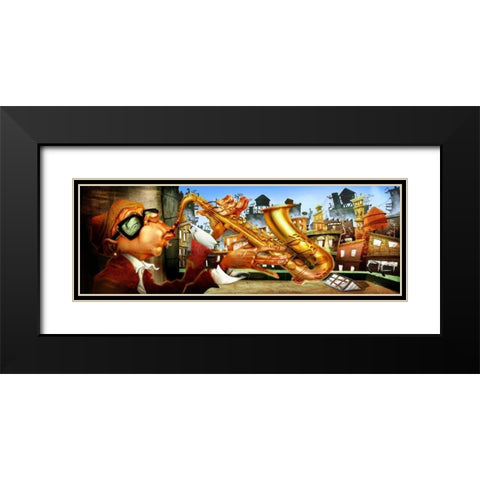 On the roof -2 Black Modern Wood Framed Art Print with Double Matting by Alvez, A. - Perez, A.
