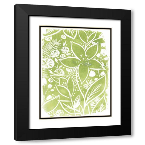Garden Batik III Black Modern Wood Framed Art Print with Double Matting by Vess, June Erica