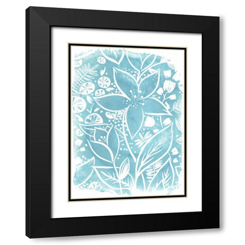 Garden Batik VII Black Modern Wood Framed Art Print with Double Matting by Vess, June Erica