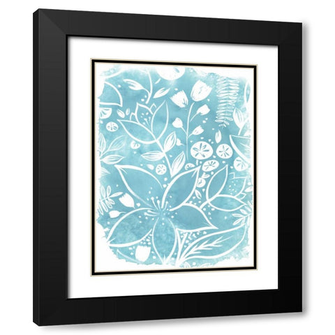 Garden Batik VIII Black Modern Wood Framed Art Print with Double Matting by Vess, June Erica