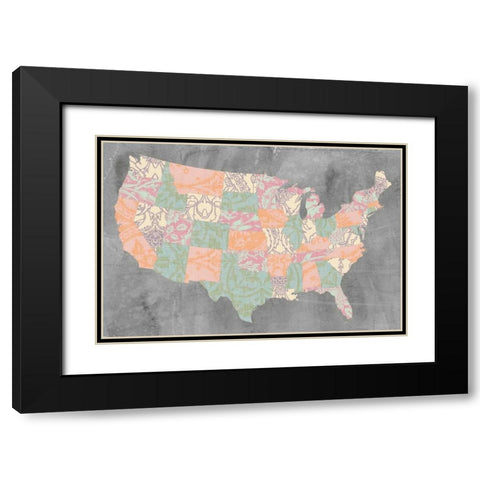 Patterned States I Black Modern Wood Framed Art Print with Double Matting by Goldberger, Jennifer