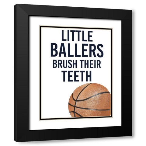 Little Ballers I Black Modern Wood Framed Art Print with Double Matting by Studio W