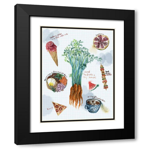 Food Sketches I Black Modern Wood Framed Art Print with Double Matting by Wang, Melissa