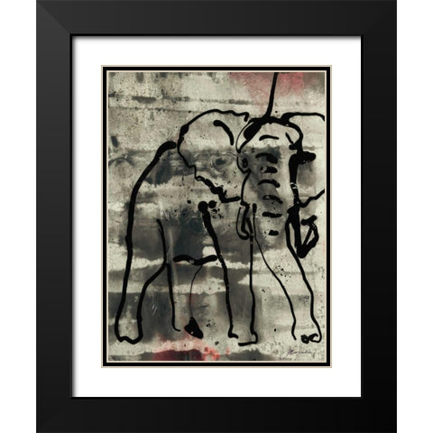Abstract Elephant I Black Modern Wood Framed Art Print with Double Matting by Combs, Joyce