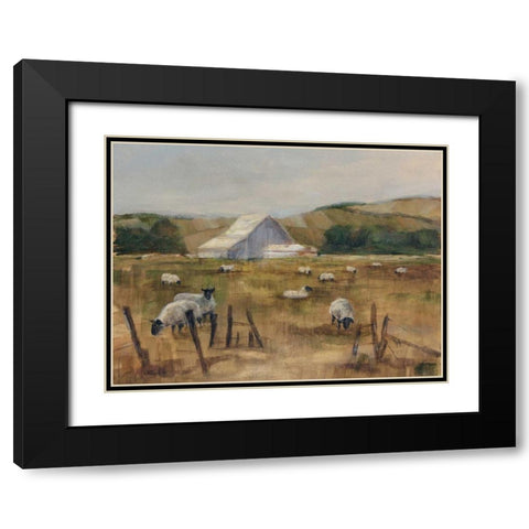 Grazing Sheep I Black Modern Wood Framed Art Print with Double Matting by Harper, Ethan