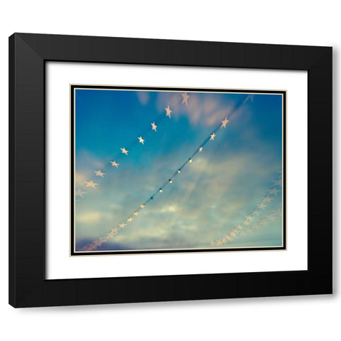 Bokeh Stars II Black Modern Wood Framed Art Print with Double Matting by Quintero, Sonja