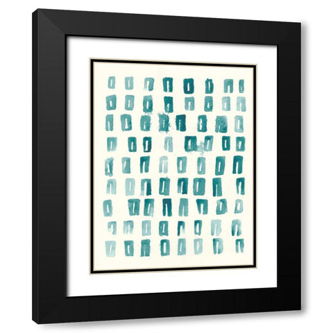 Blue Batik Motif II Black Modern Wood Framed Art Print with Double Matting by Vess, June Erica