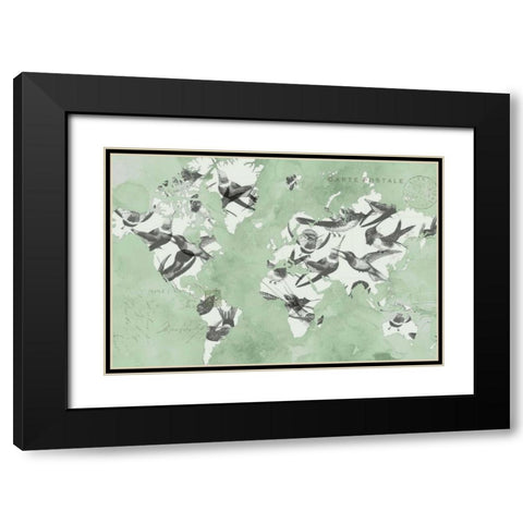 Migration of Birds Black Modern Wood Framed Art Print with Double Matting by Goldberger, Jennifer