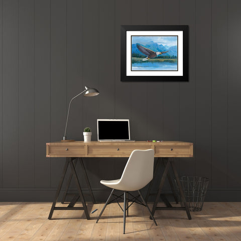 Eagle Soaring Black Modern Wood Framed Art Print with Double Matting by OToole, Tim