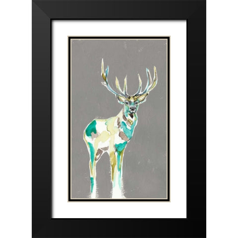 Solitary Deer I Black Modern Wood Framed Art Print with Double Matting by Goldberger, Jennifer