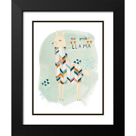 Llama Squad I Black Modern Wood Framed Art Print with Double Matting by Vess, June Erica