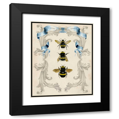 Bees and Filigree I Black Modern Wood Framed Art Print with Double Matting by McCavitt, Naomi