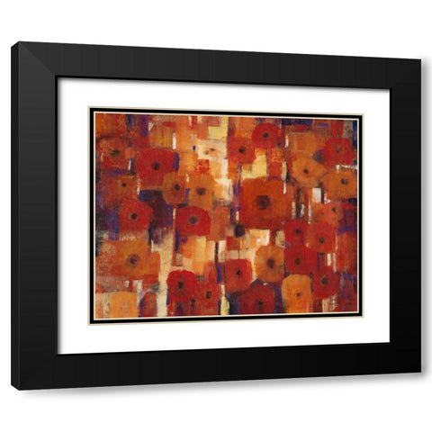Transitional Poppies II Black Modern Wood Framed Art Print with Double Matting by OToole, Tim
