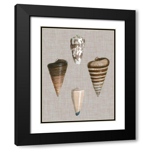Shells on Linen III Black Modern Wood Framed Art Print with Double Matting by Vision Studio