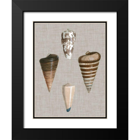 Shells on Linen III Black Modern Wood Framed Art Print with Double Matting by Vision Studio