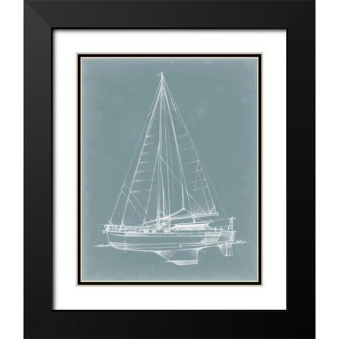Yacht Sketches I Black Modern Wood Framed Art Print with Double Matting by Harper, Ethan