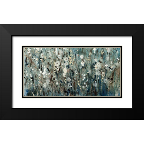 White Blooms with Navy I Black Modern Wood Framed Art Print with Double Matting by OToole, Tim
